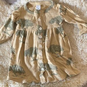 kate quinn Beige Dress with Sage Tree Print